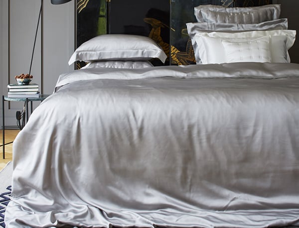 luxury silk bedding set_grey