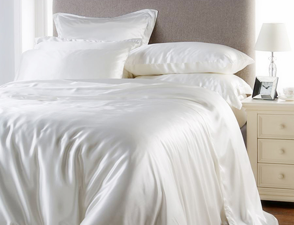 white silk bedding set