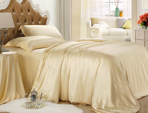 silk bedding set cream