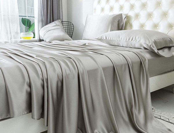 light gray 22 Momme silk sheet