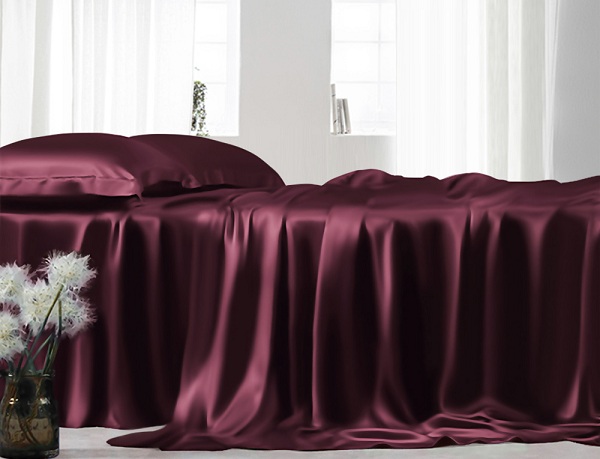 durable silk sheets in dark purple