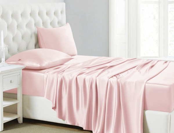 washable silk sheets in pink