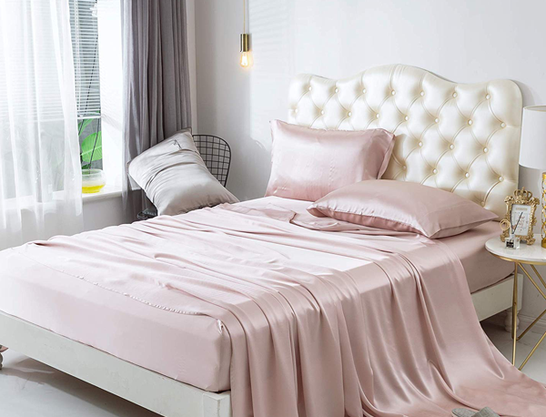soft pink silk sheets