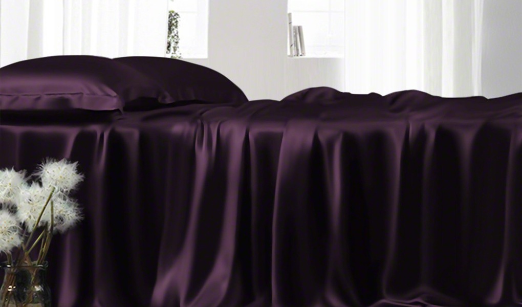 luxury grape silk flat sheets