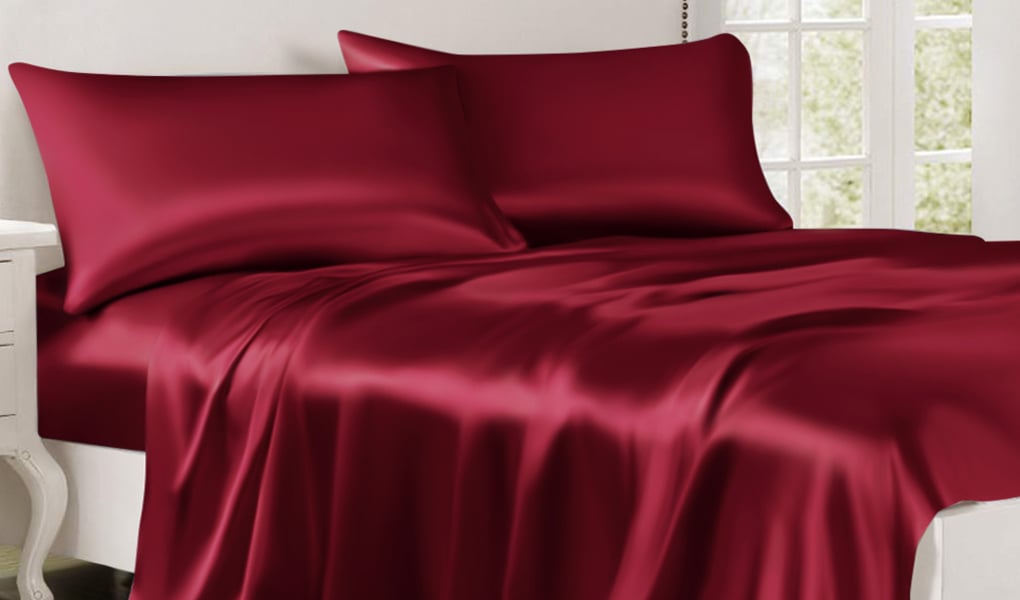 romantic red silk sheets