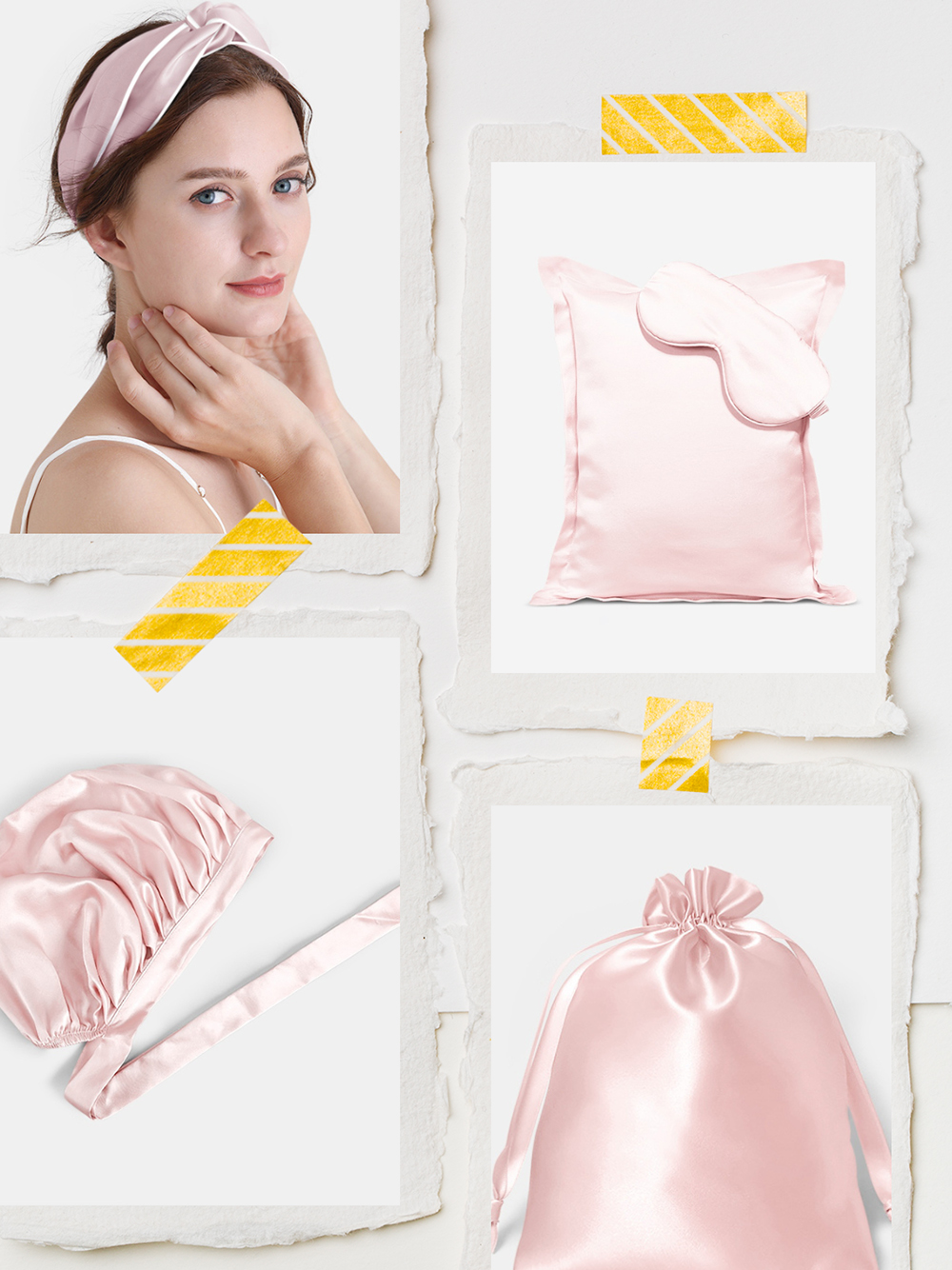 silk travel pillow and eye mask