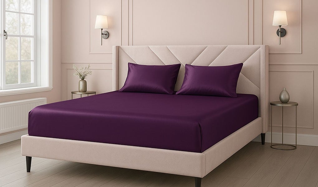 dark purple silk fitted sheets 22 momme
