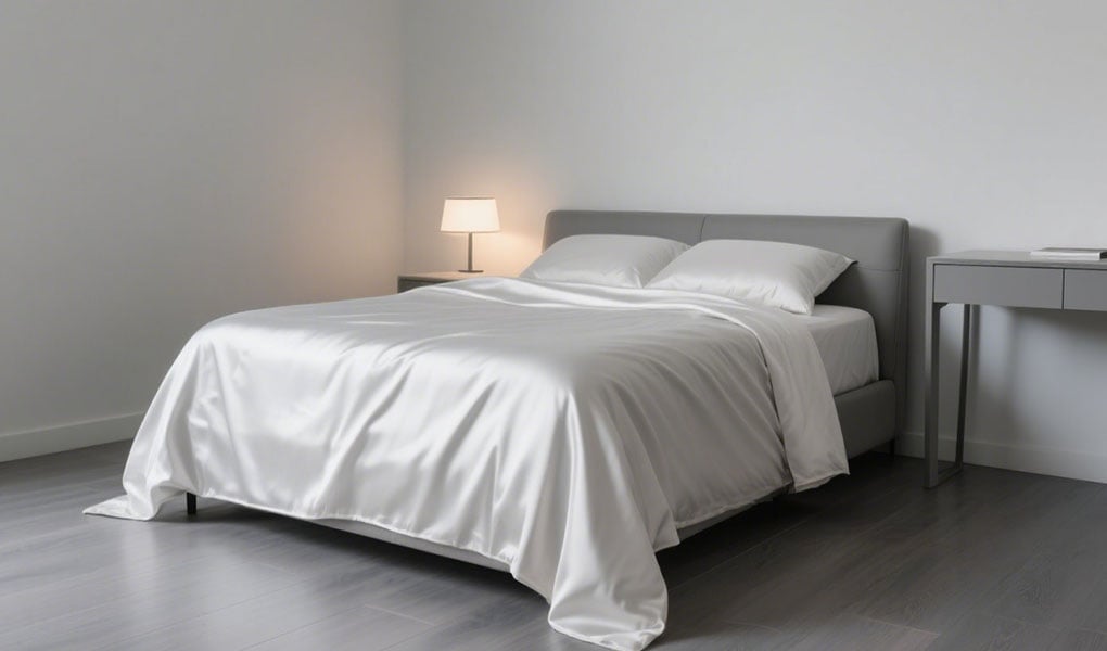 gray pure silk bed sheet sets