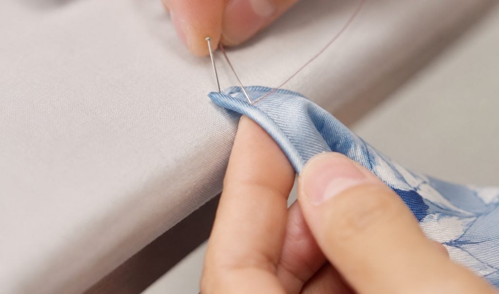 custom silk scarves - hand-rolled hem french style