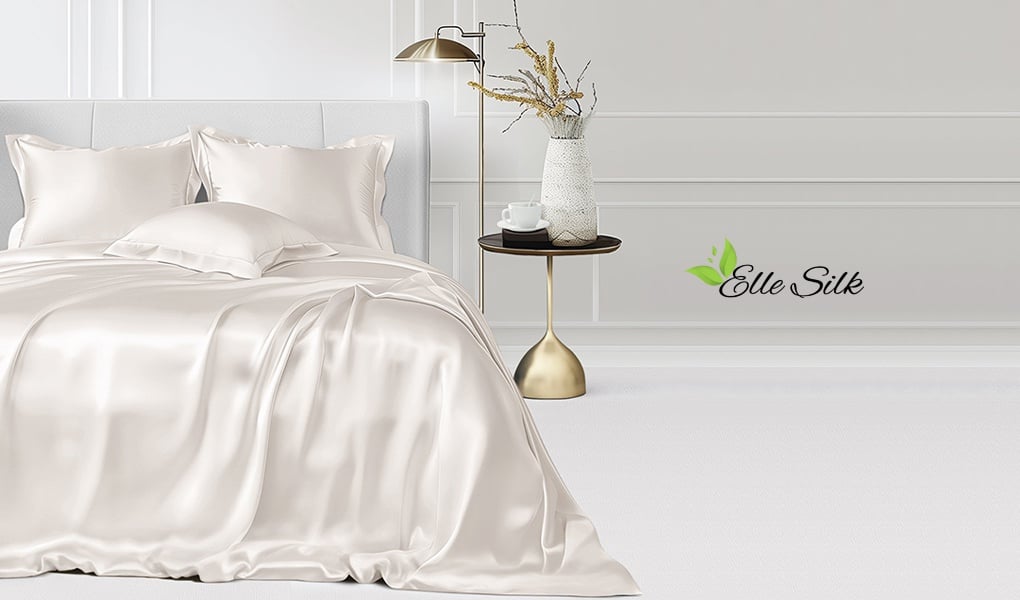 light beige silk bedding