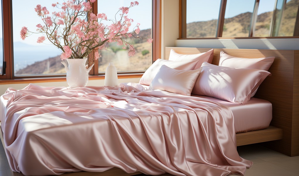 luxury pink silk sheets