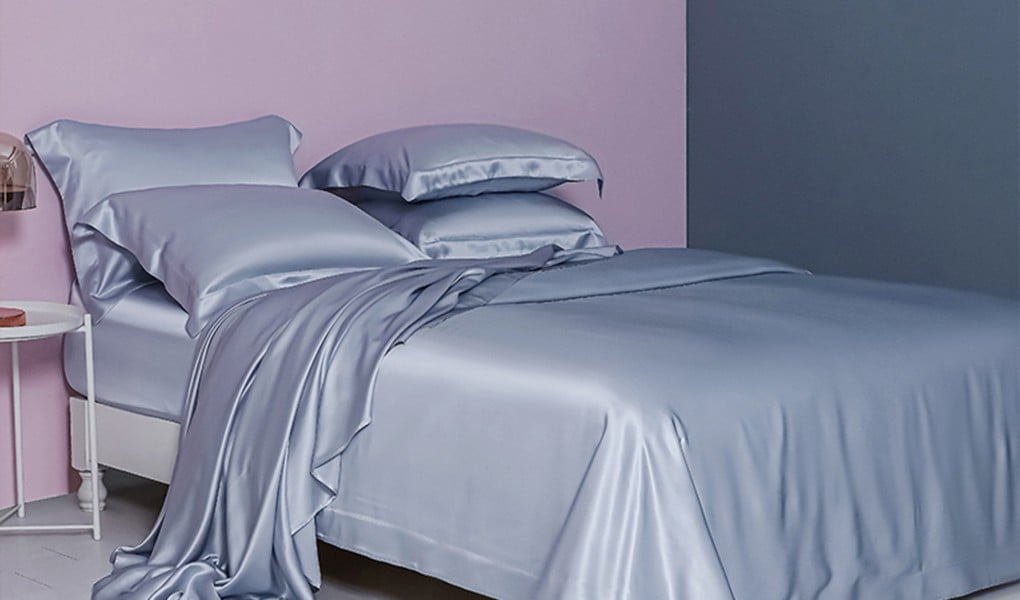 luxury blue silk bed sheets