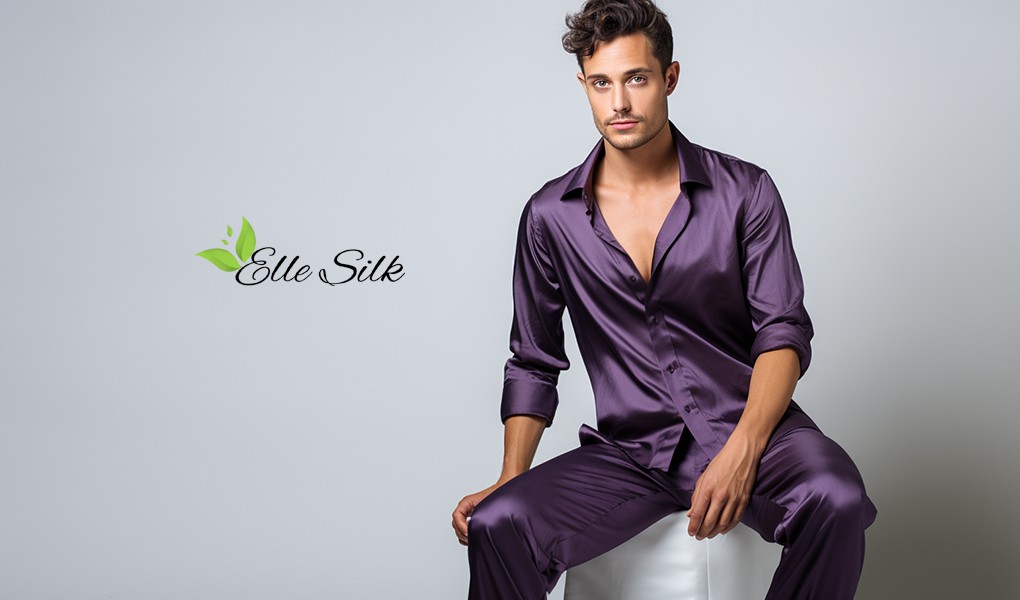 grape men silk pajamas