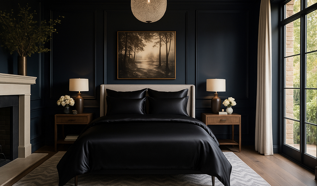 black silk satin sheets