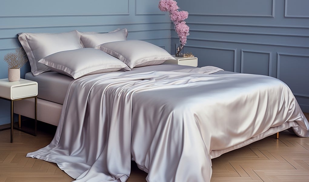 neutral toned silk bedding is popular