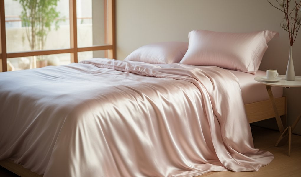 luxurious pink silk bedding