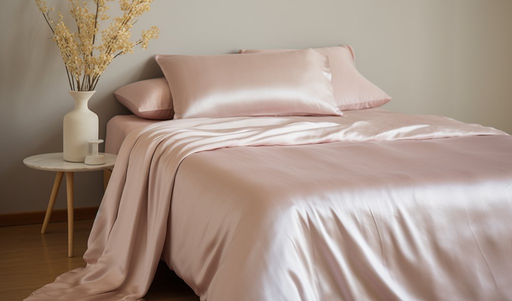 pink silk bedding