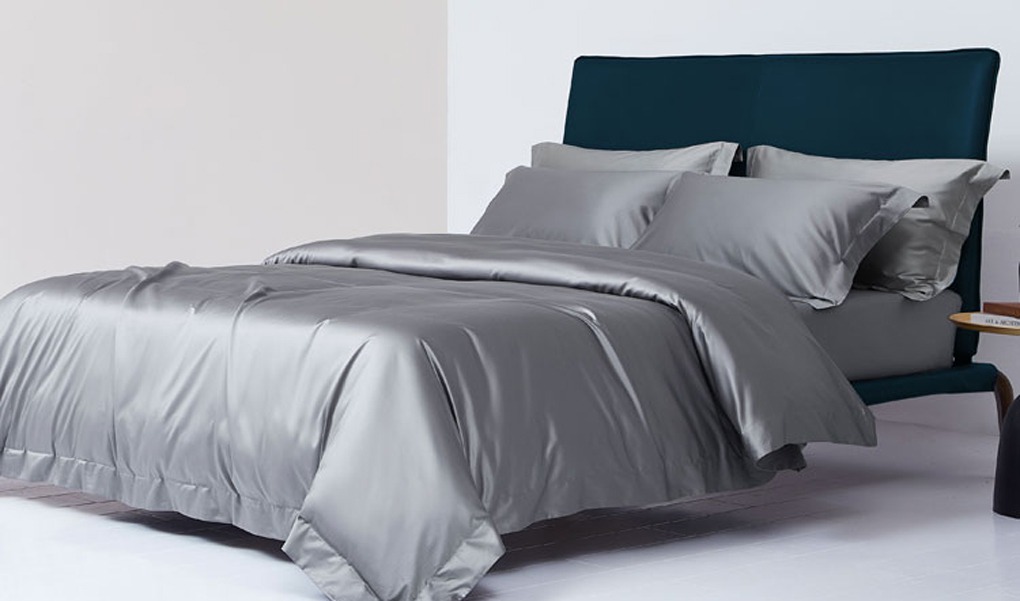 dark gray pure silk bed sheet sets