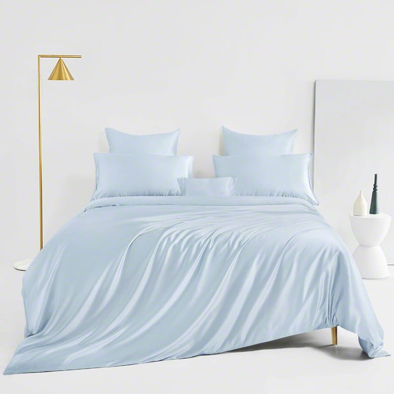baby blue silk bedding