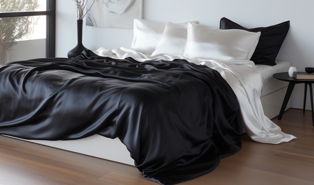 black silk bed sheet fibers