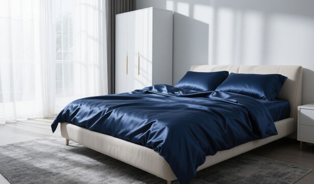luxury blue silk bedding ideas