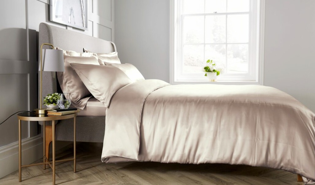 silk bedding meets Italian furniture