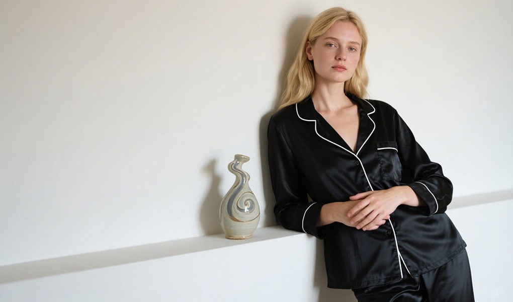 long-sleeved silk pajamas