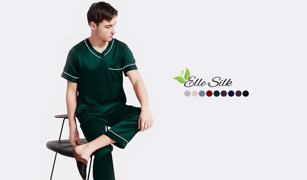 short sleeves silk pajamas