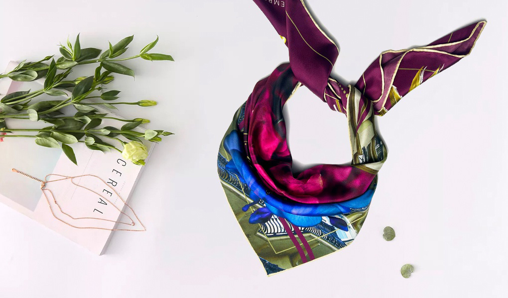 dark purple silk scarf