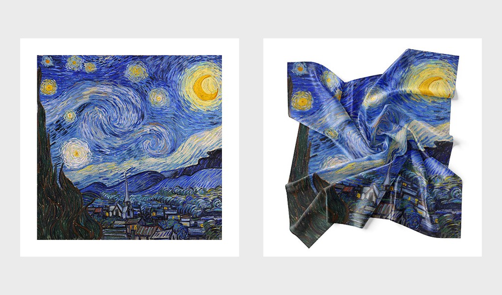 starry nights on silk scarves