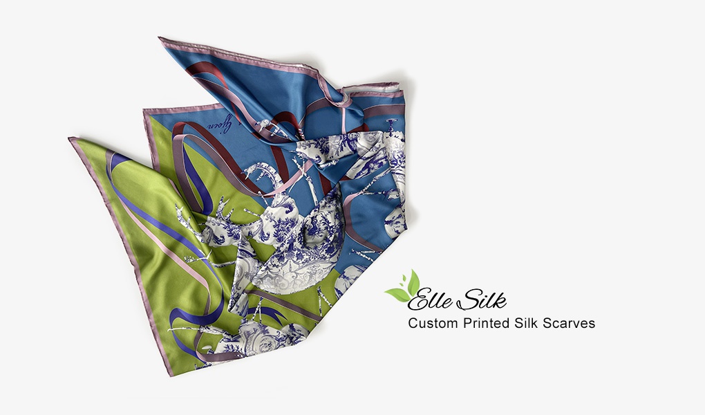 delft blue silk scarves