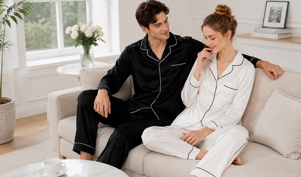 silk sleepwear for couples romantic