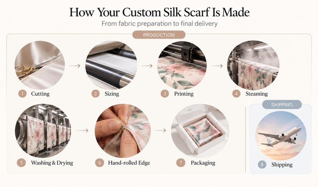 how your custom silk scarf is made
