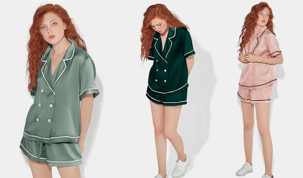 summer short silk pajama sets
