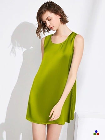 silk slip dress_yellow green