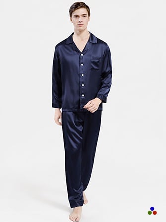mulberry silk pajama set for men_navy