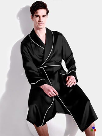 mens silk robes_black/white