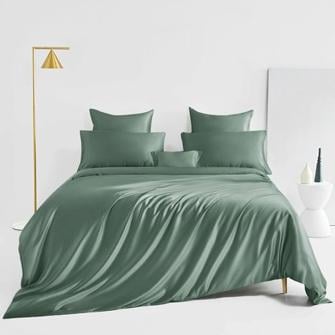 silk bedding set_celadon green