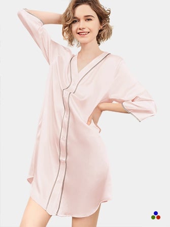 silk nightshirt_light pink/beige