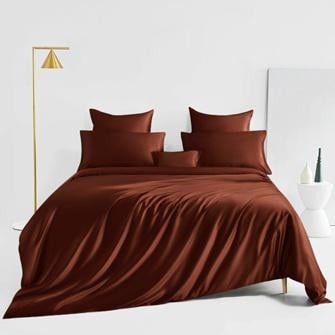ensemble de linge de lit en soie_rust red