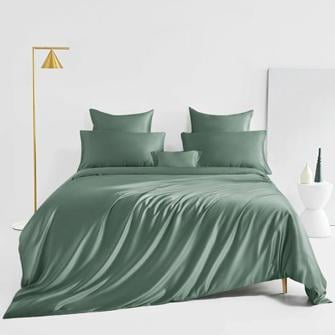 silk bed linen set_celadon green