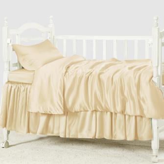 silk crib bedding set_cream