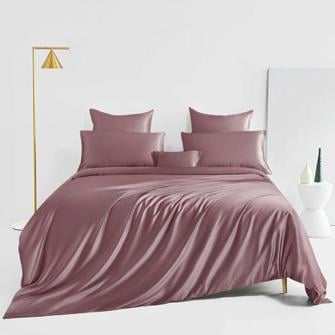 dusty rose silk bed linen set