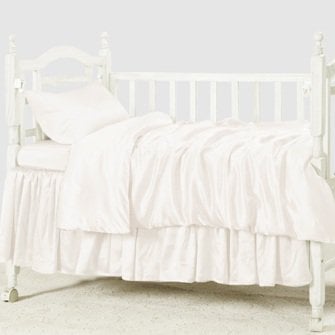 silk crib bedding set_ivory