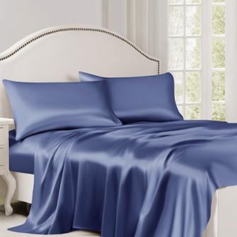 dark blue silk flat sheet