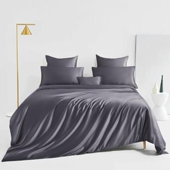 silk bed linen_slate gray