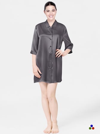 silk sleep shirt for women_slate gray