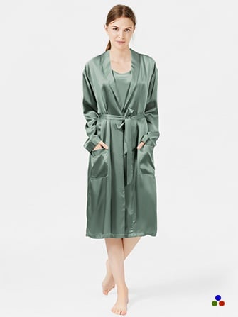 silk robe for women_navy