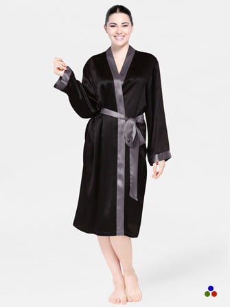 silk robe for women_wine/dark green
