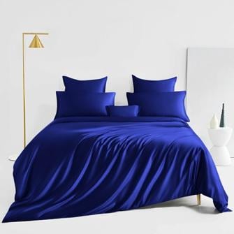 royal blue silk bedding set
